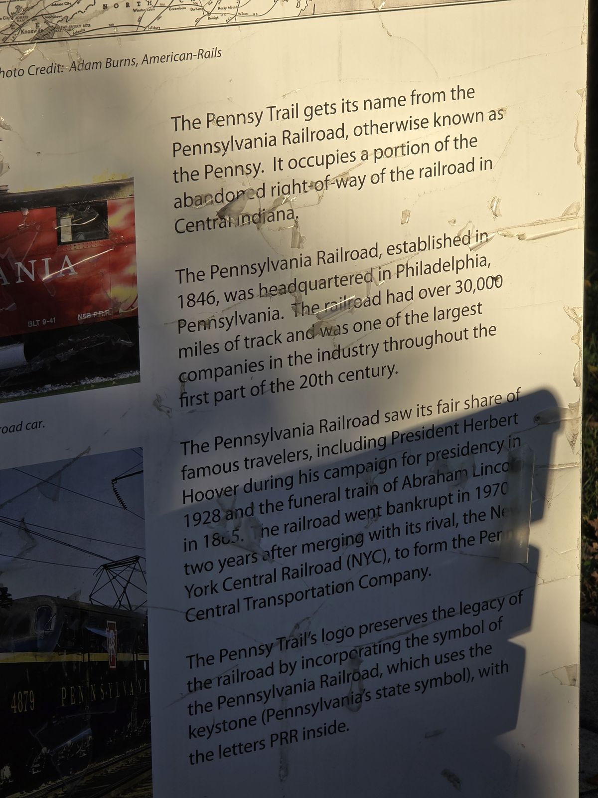 A closer look at the trail history marker.