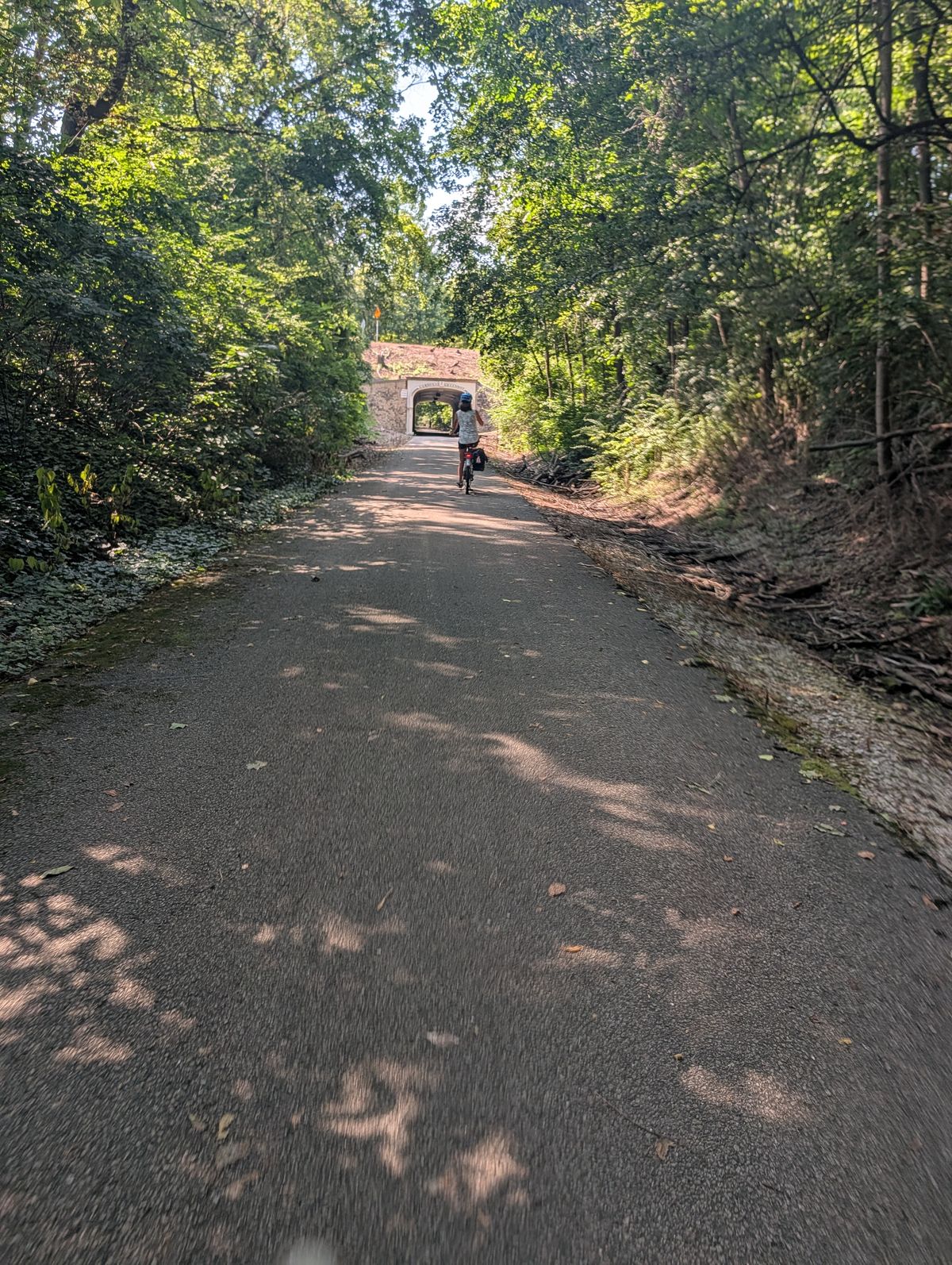 The trail used to be a railroad track so they tried to minimize the road crossings.