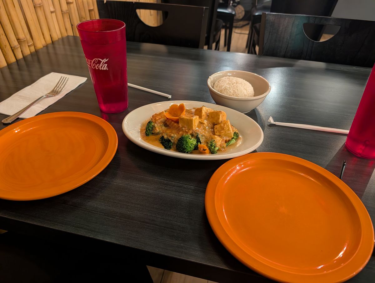 Our dinner of a Thai coconut curry - this one had a spicy peanut sauce that's really good.
