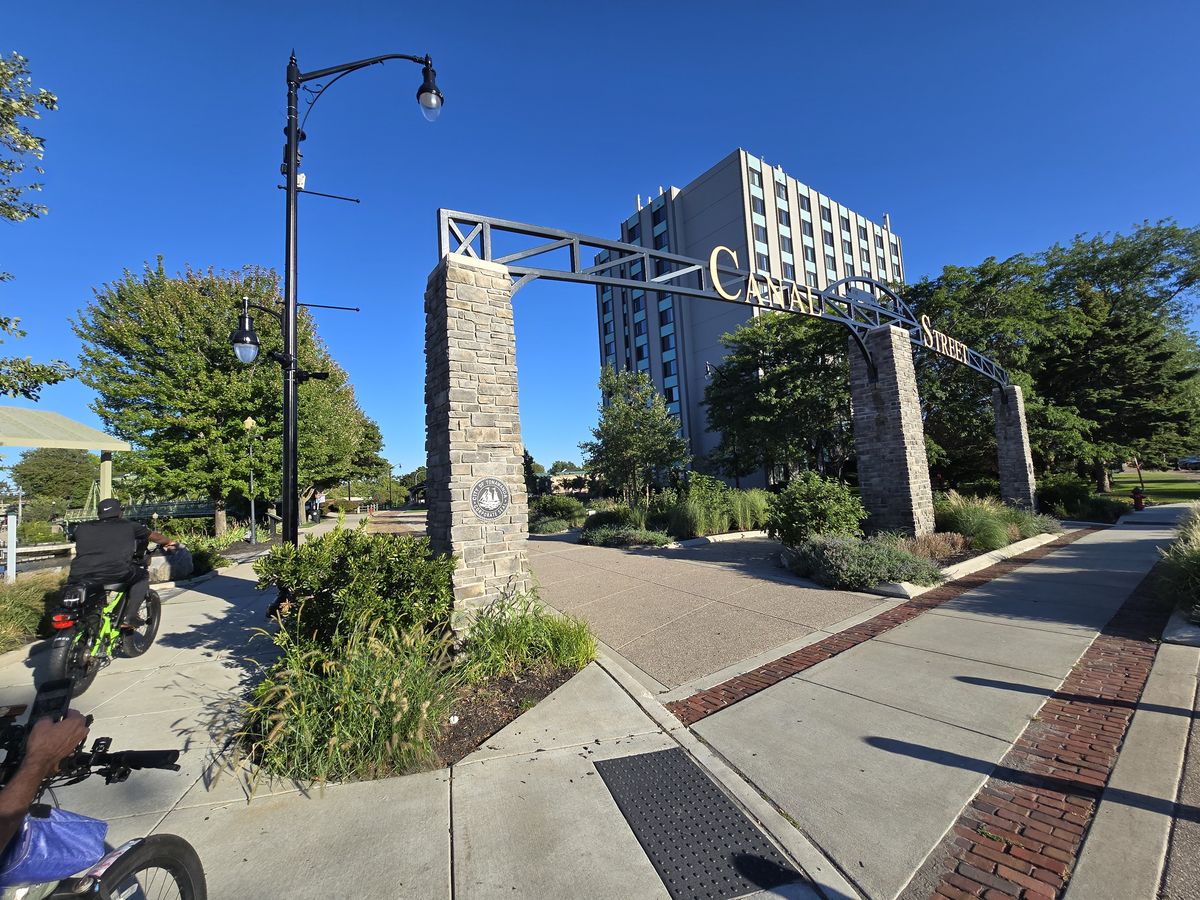 The entrance to Canal Street in Tonawanda along the Erie Canal.