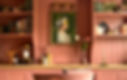 Office space, earthy pink painted cabinetry