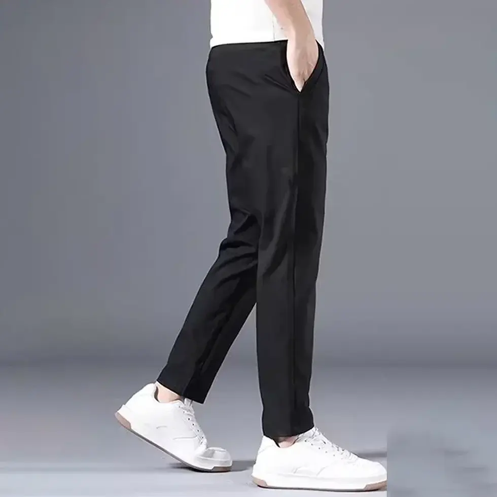 Thumbnail: Summer Men's Slim Fit Thin Chino Pant Casual Flat Front Flex Classic Full Pants 