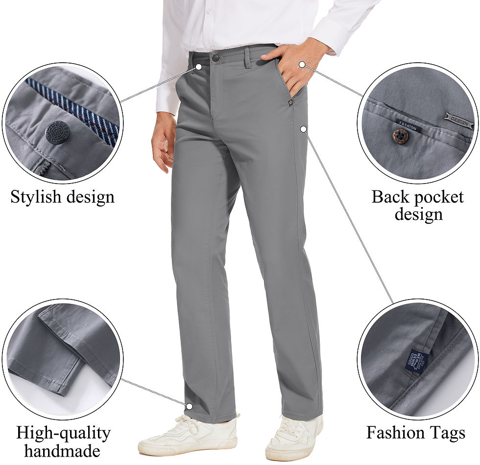 Thumbnail: Men's Classic Straight White Cotton Chino Pants Business Casual Trousers 28-42 P