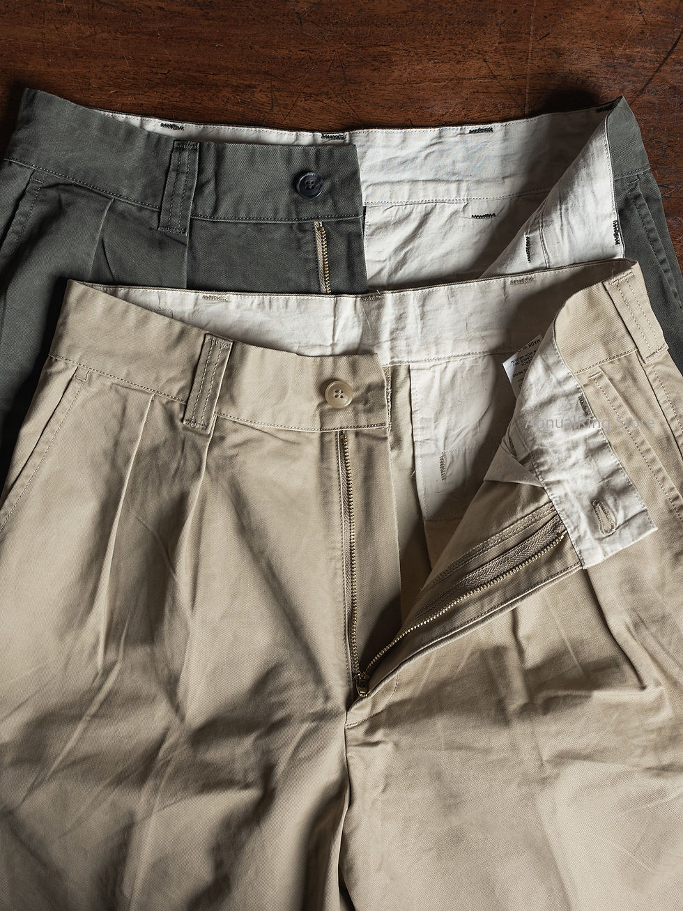 Thumbnail: Non Stock Men's Retro Double Pleated Chino Shorts Cotton Twill Relaxed Fit Knee 