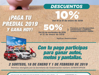 INVITAN A PRIMER SORTEO DE PREDIAL 2019