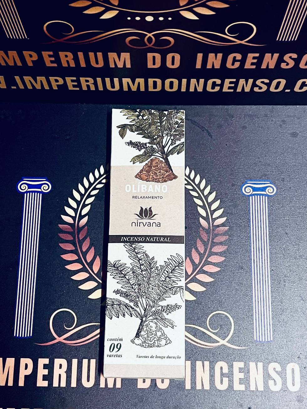 Incenso Nirvana Olíbano – embalagem com fundo Imperium do Incenso