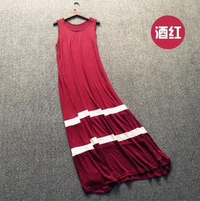 縮圖：d066 多色間條背心長裙