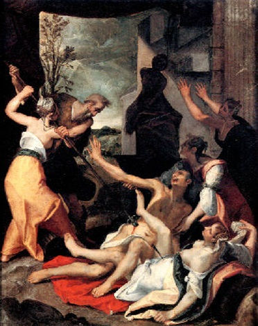 'Phinehas slaying Zimri and Kozbi the Midianite' by Joos van Winghe
