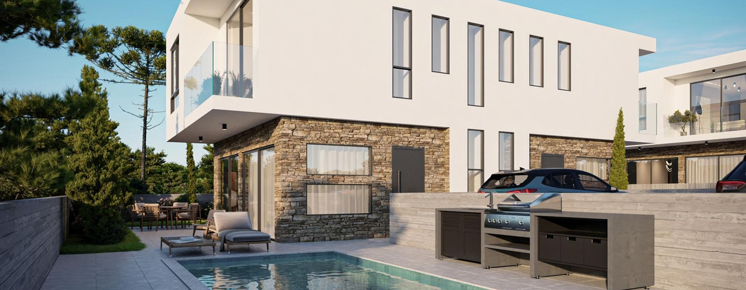 Modern villa exterior with private pool