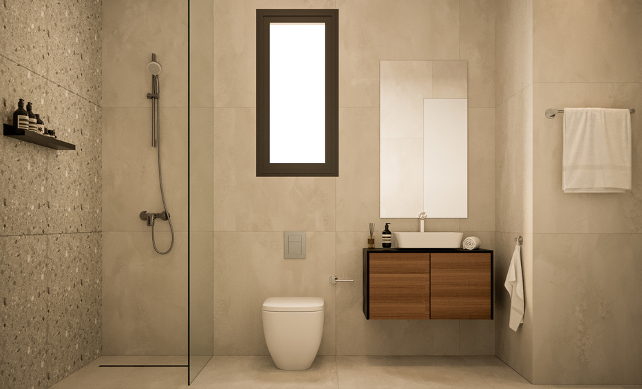 Contemporary bathroom with walk-in shower