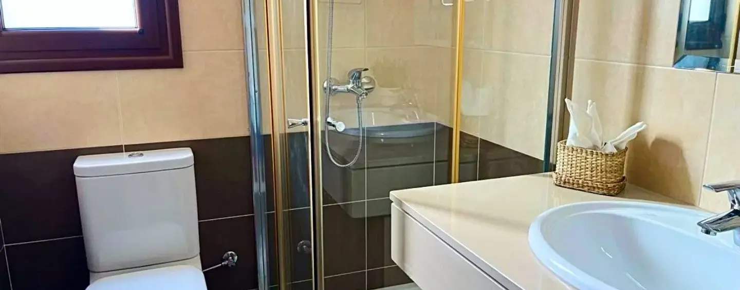 Stylish bathroom with glass shower