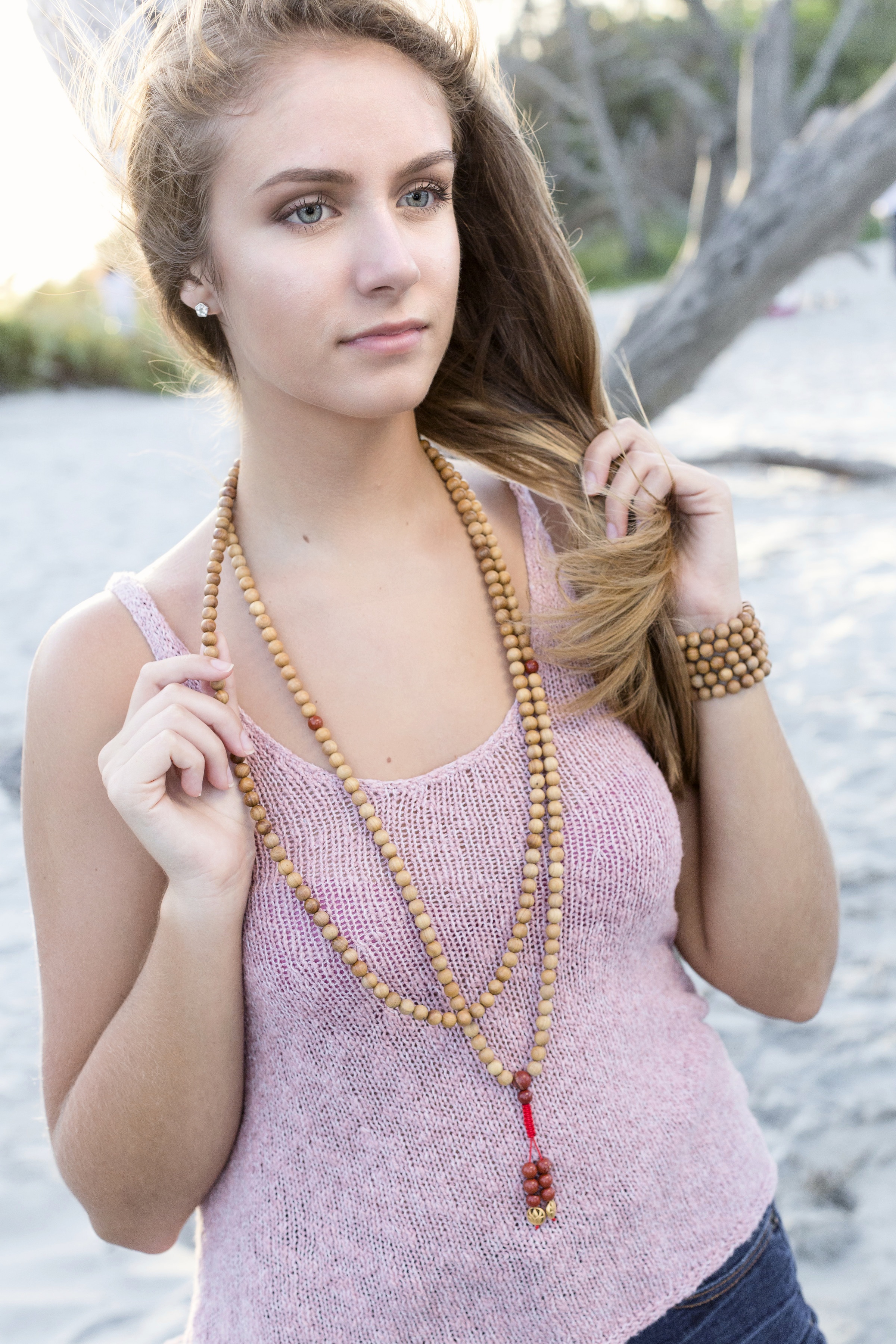 Red Jasper & Sandalwood Mala
