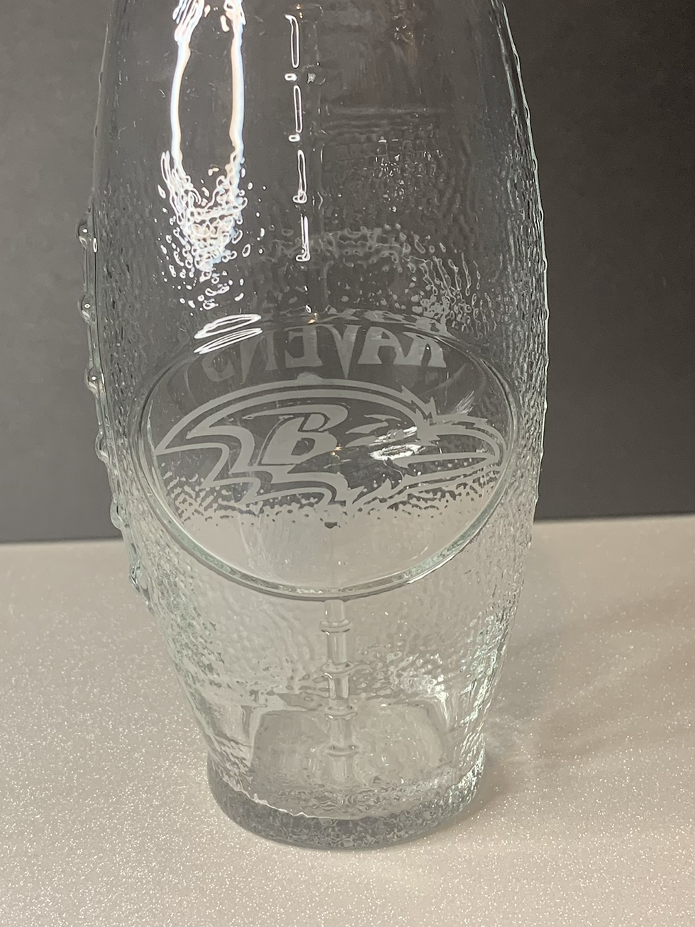 Thumbnail: Etched NFL inspired football shaped glass.