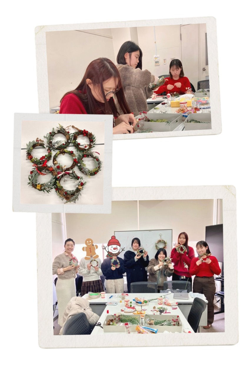 クリスマスリースを作りました(坂場ゼミ)