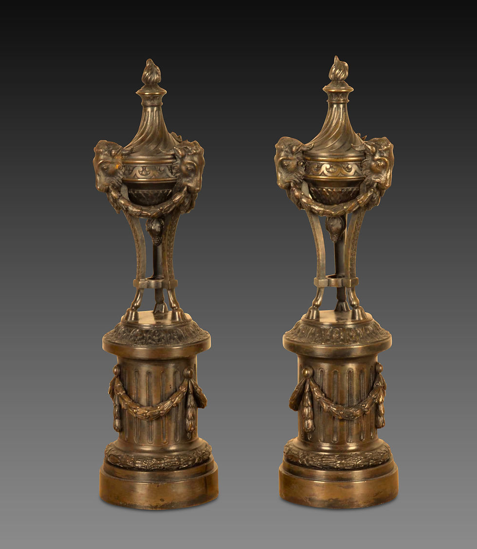 Thumbnail: Pair of 19th Century Italian Bronze Neo-Classical Urns