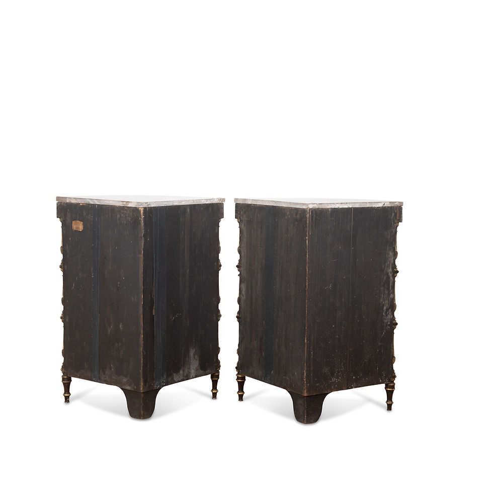 Thumbnail: Regency Pair of Decorated Marble Top Corner Cabinets