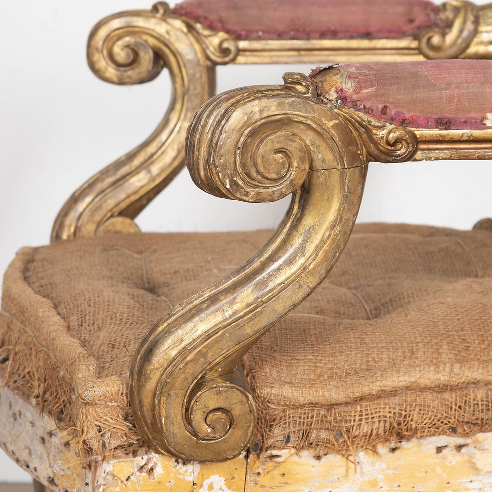 Thumbnail: Exceptional Pair of 19th Century Giltwood Chairs