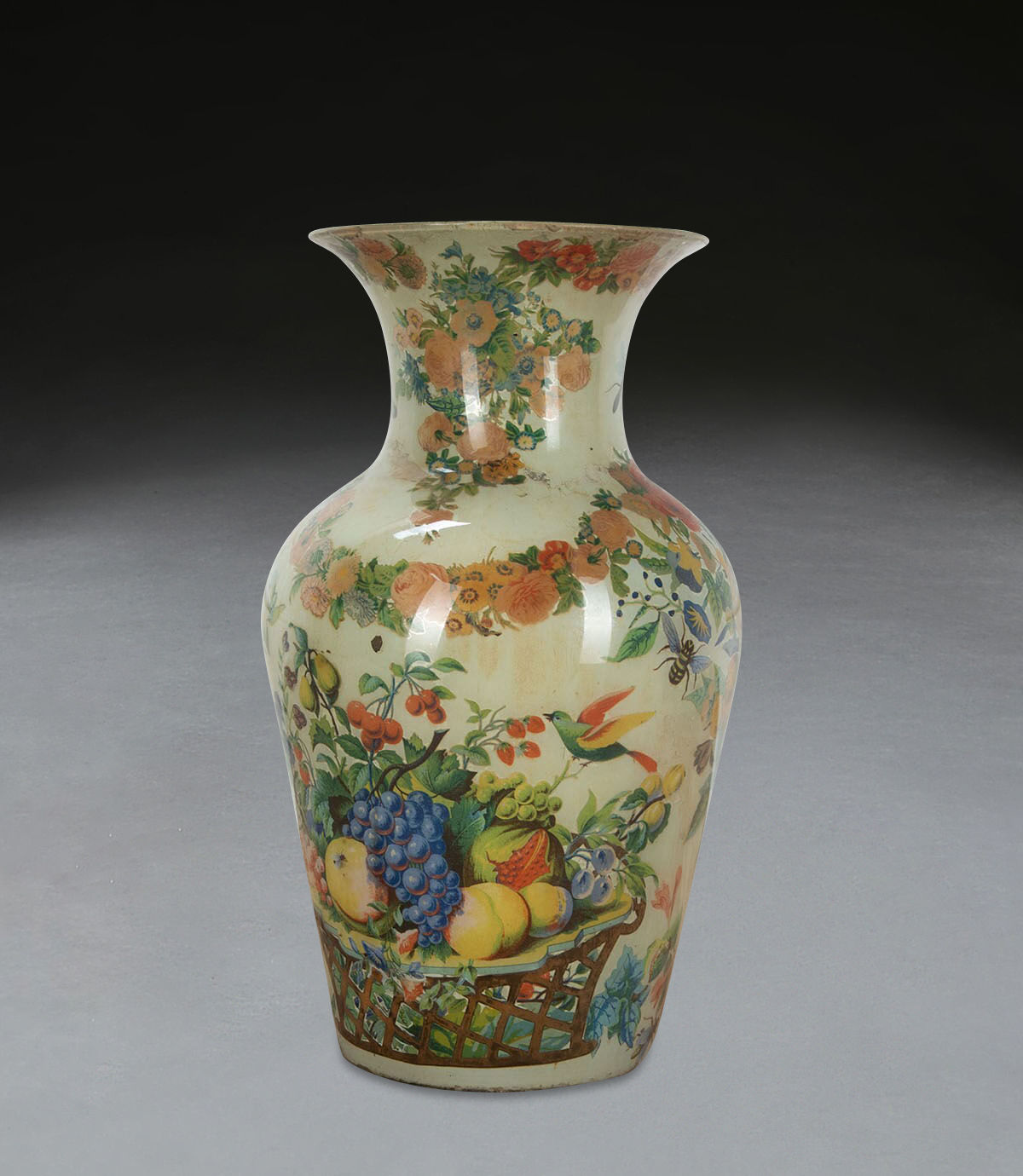 19th Century Decalcomania Vase