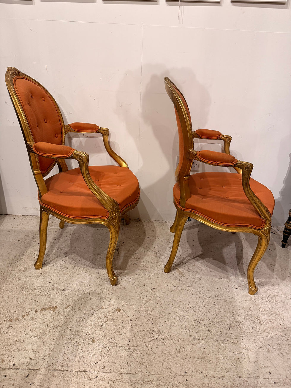 Thumbnail: Pair of Geo III Giltwood Open Armchairs
