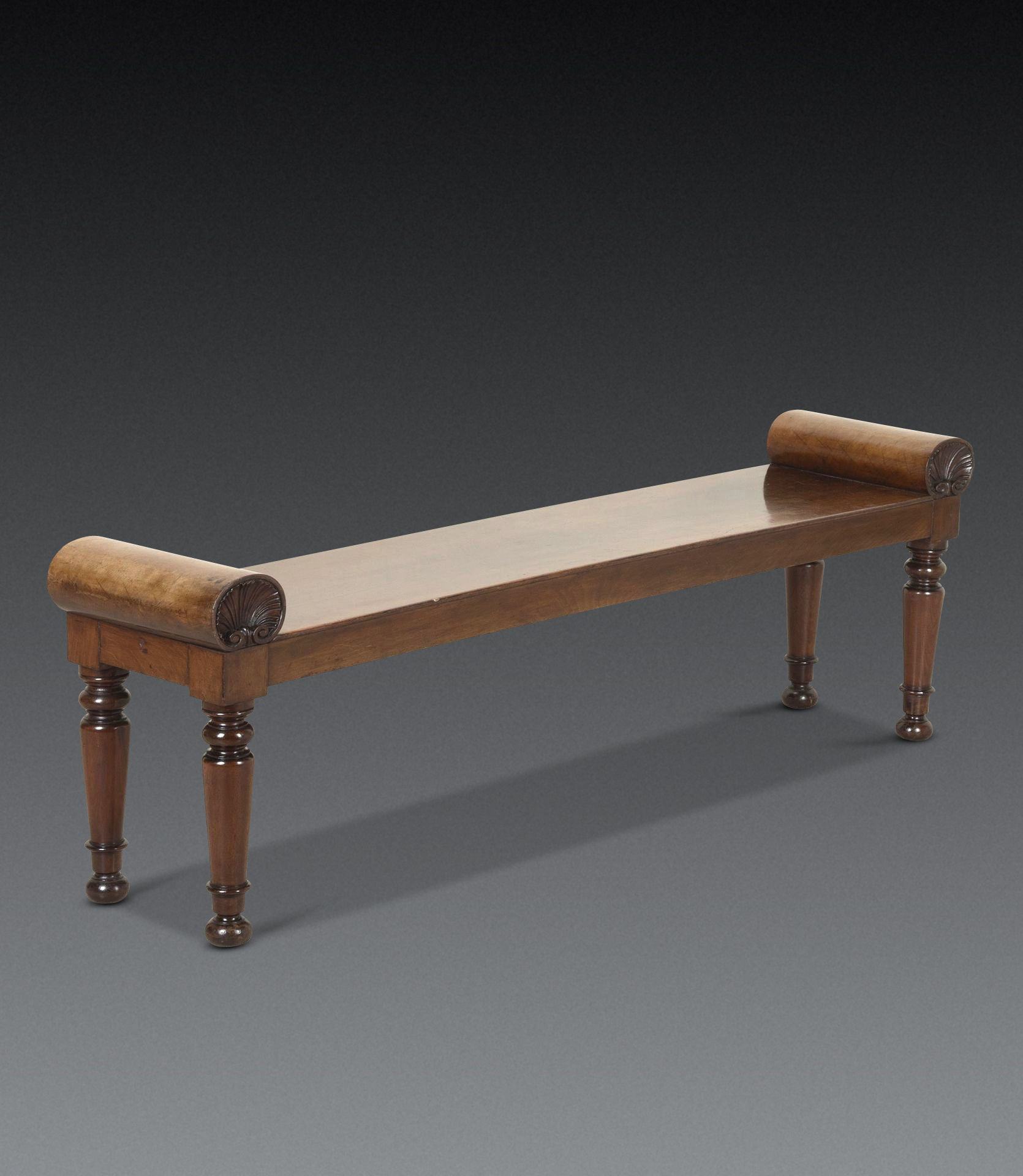 Long Regency Mahogany Hall Bench