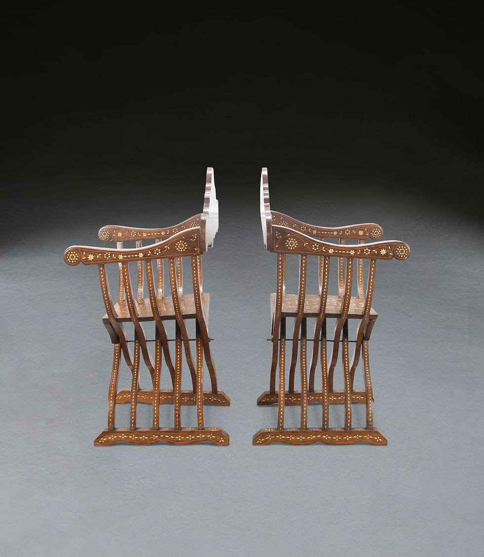 Thumbnail: Pair of 19th Century Savonarola Chairs