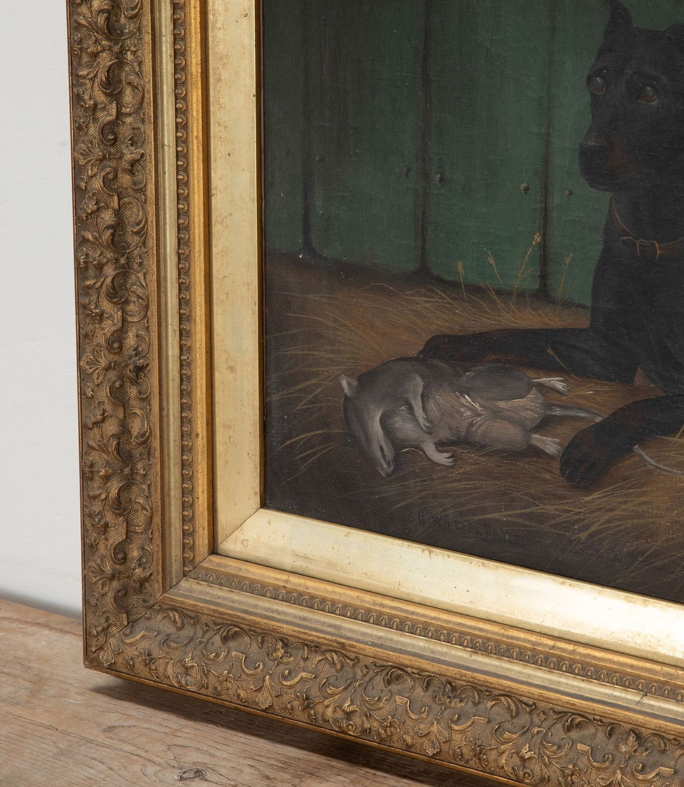 Thumbnail: 19th Century English Oil on Canvas Painting of a Dog