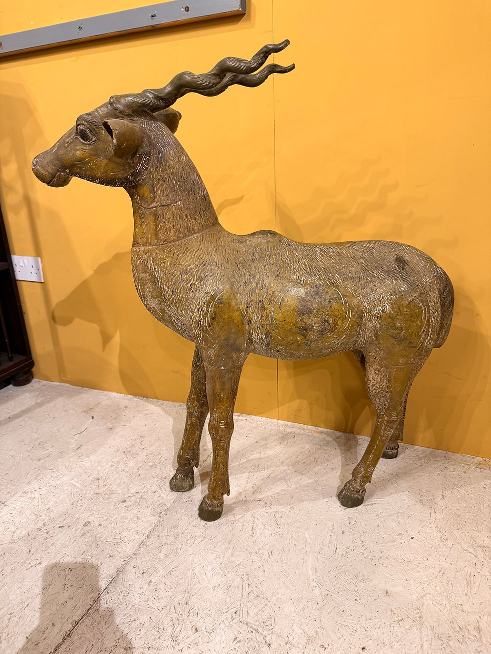 Thumbnail: Lifesize 19th Century Quirky Carved Wood Antelope