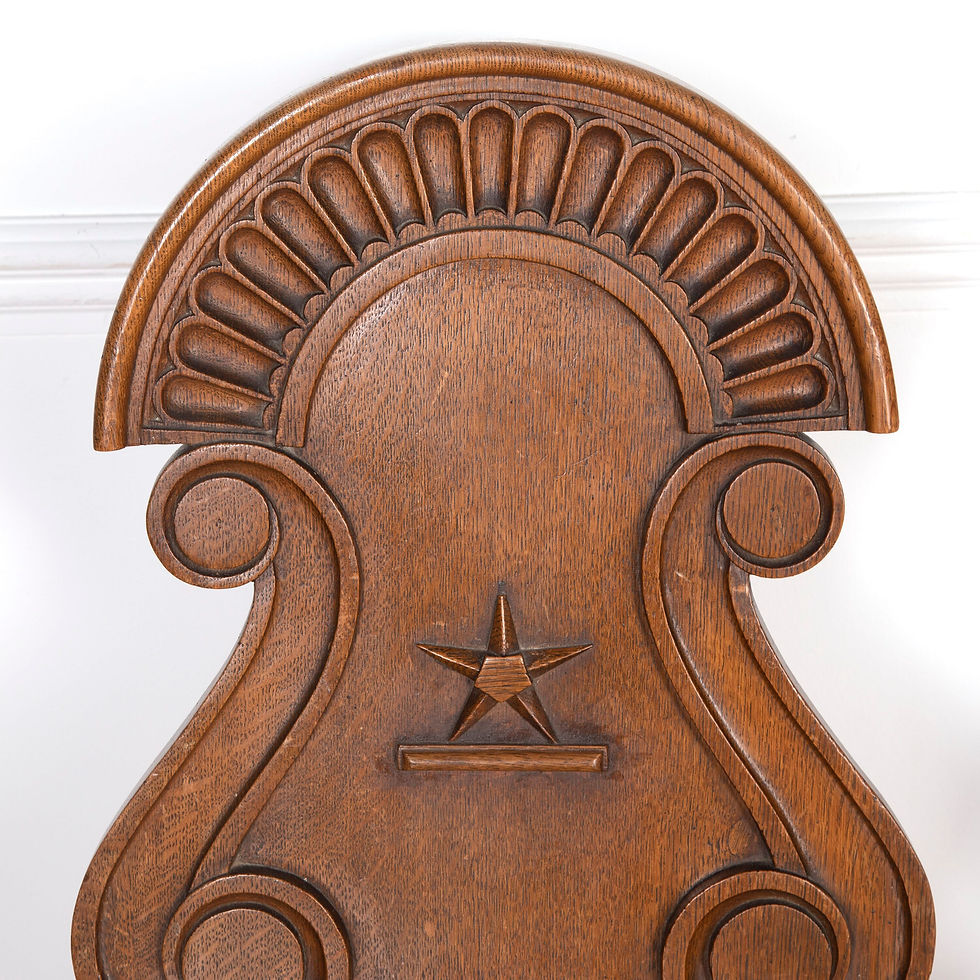 Thumbnail: 19th Century Pair of Oak Hall Chairs