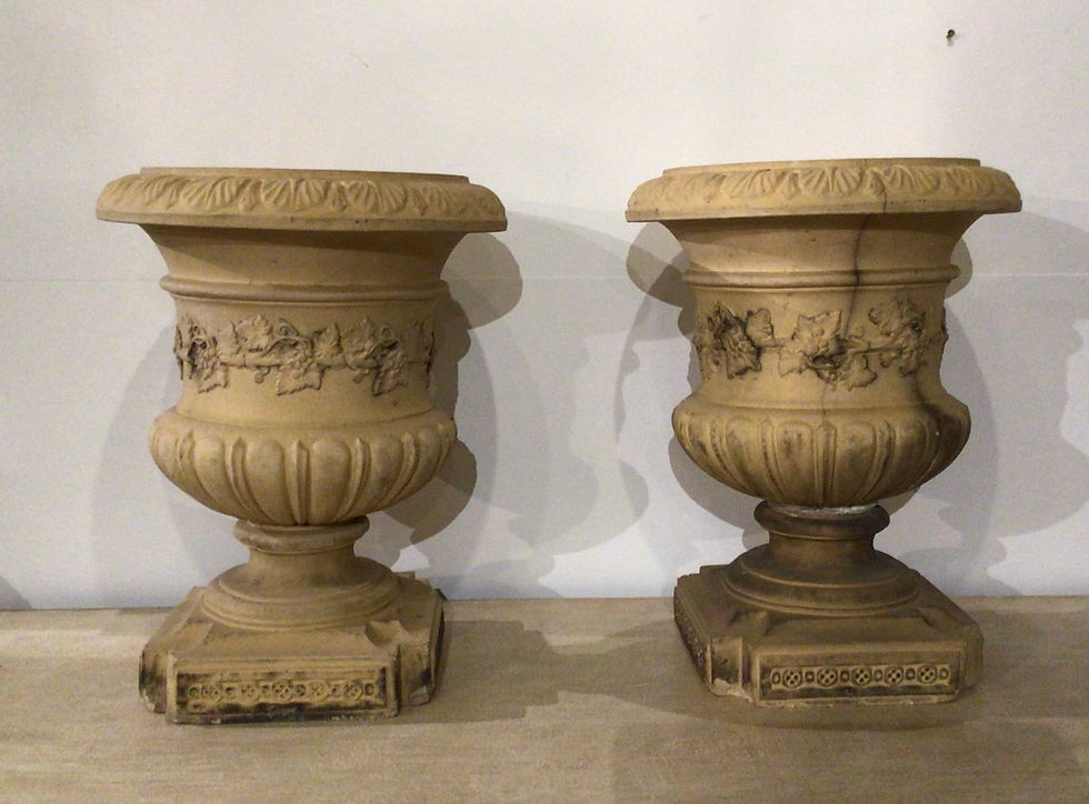 Thumbnail: Pair of Buff Terracotta Urns
