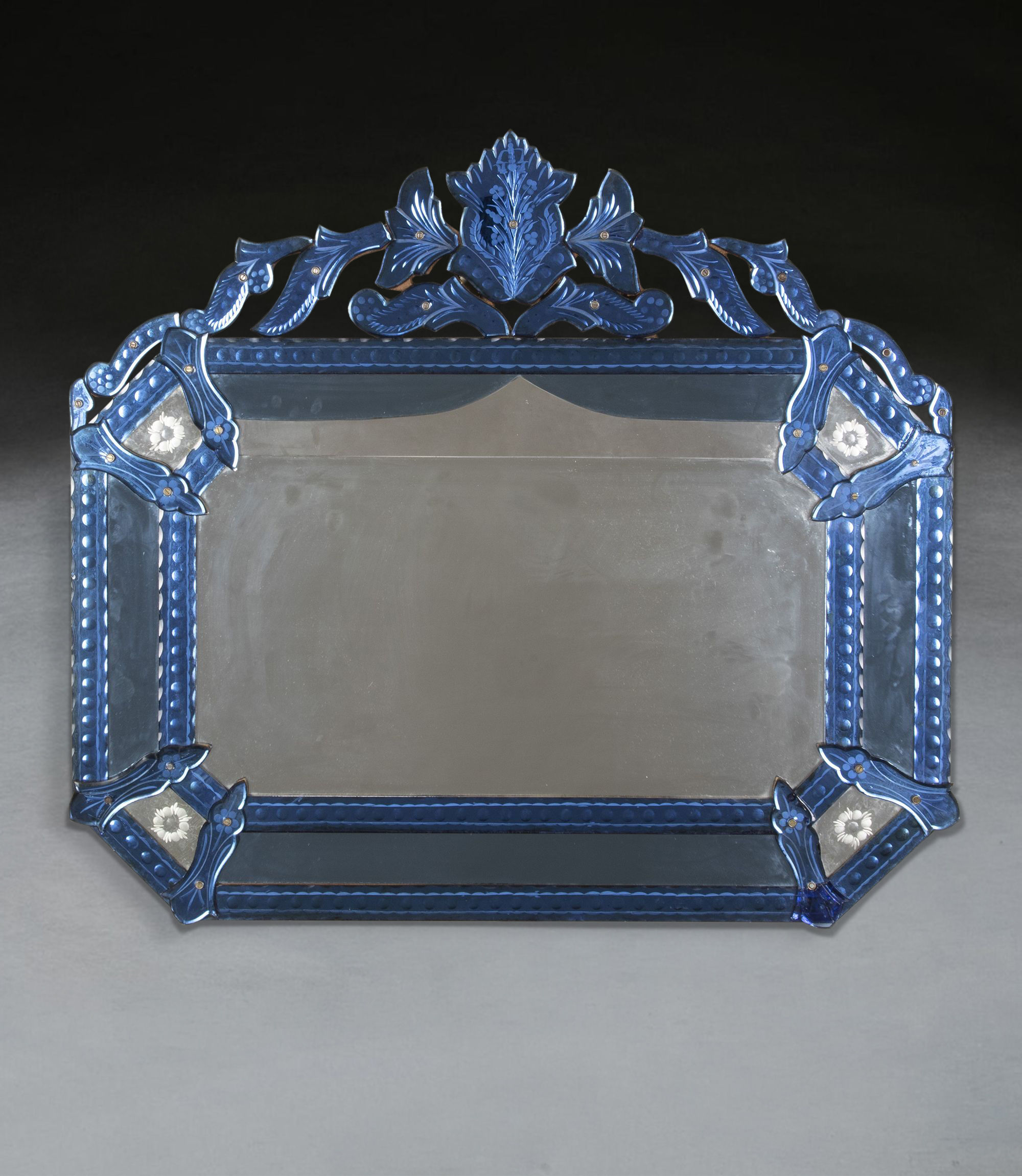 19th Century Venetian Blue Glass Mirror