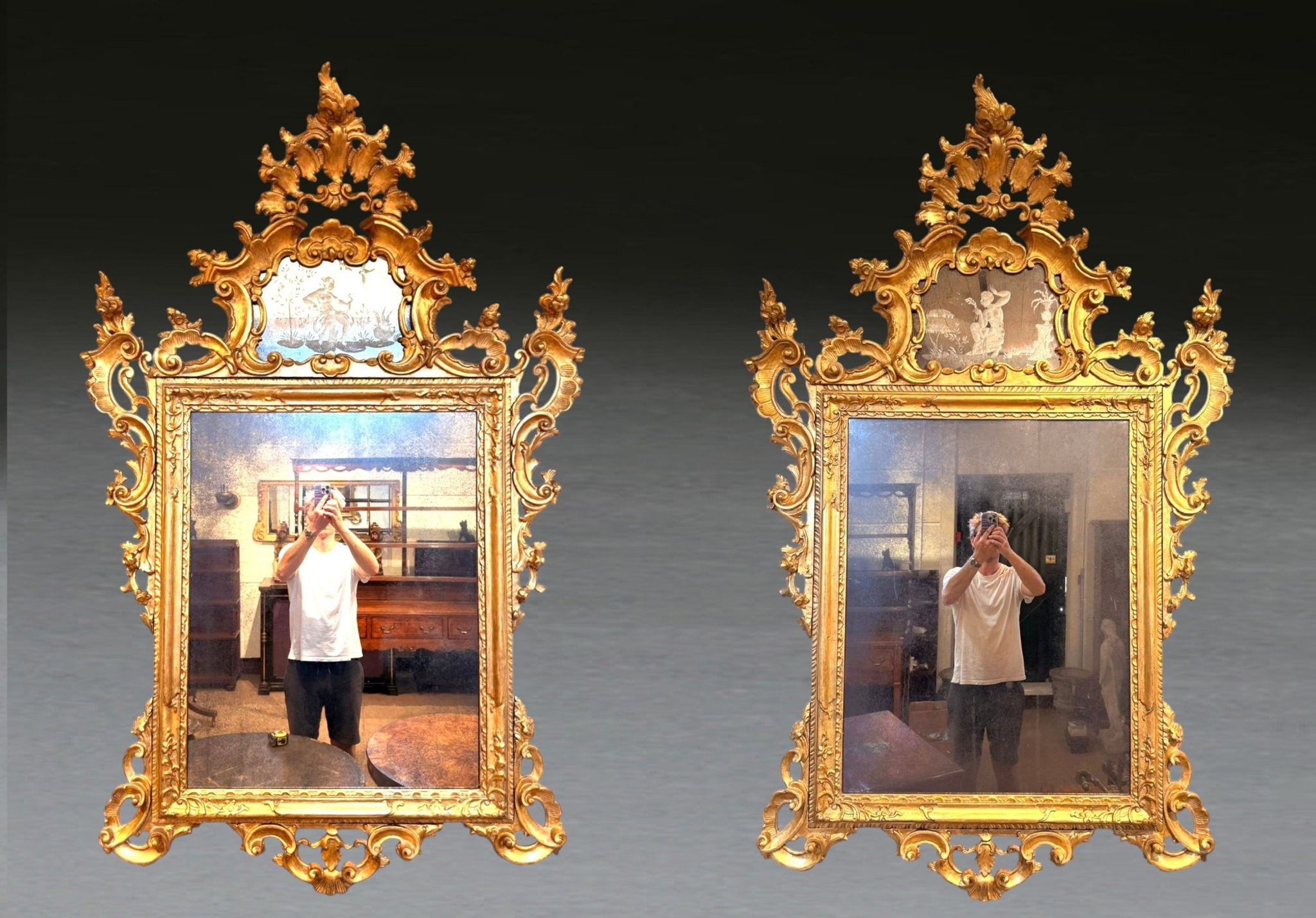 Large Pair of C19th Italian Gilt Mirrors