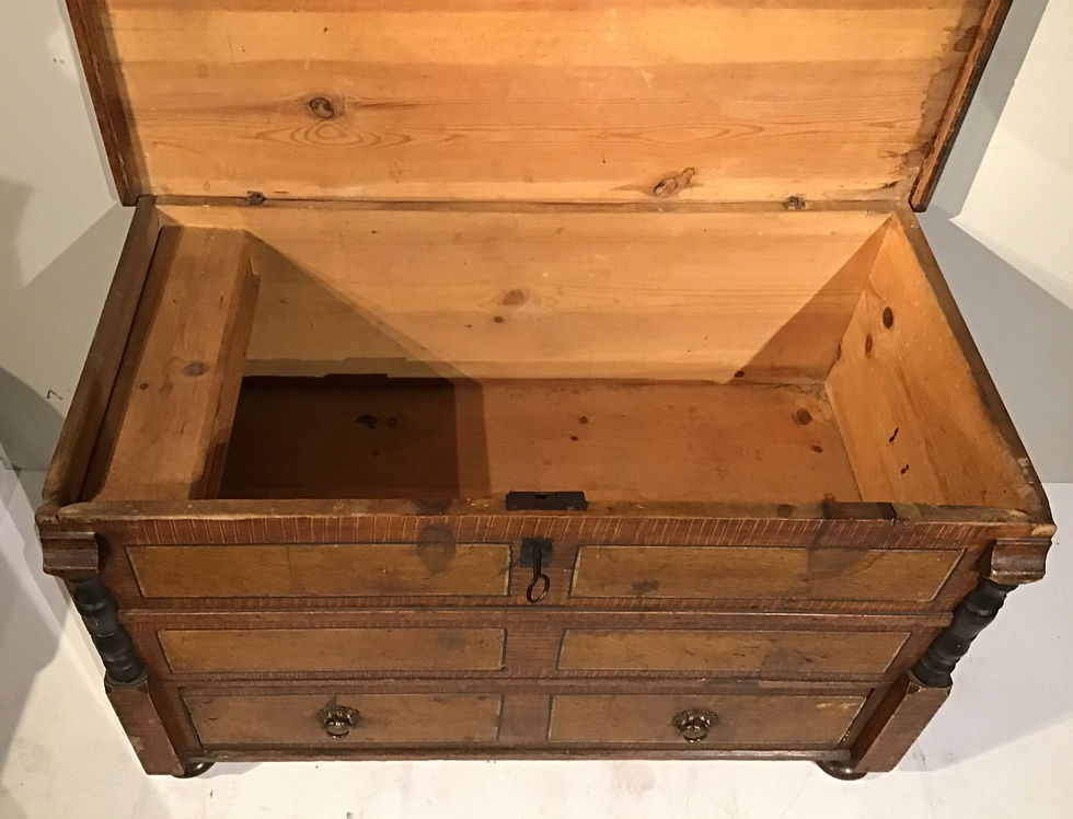 Thumbnail: C19th Grained Oak Decorated Chest/Trunk