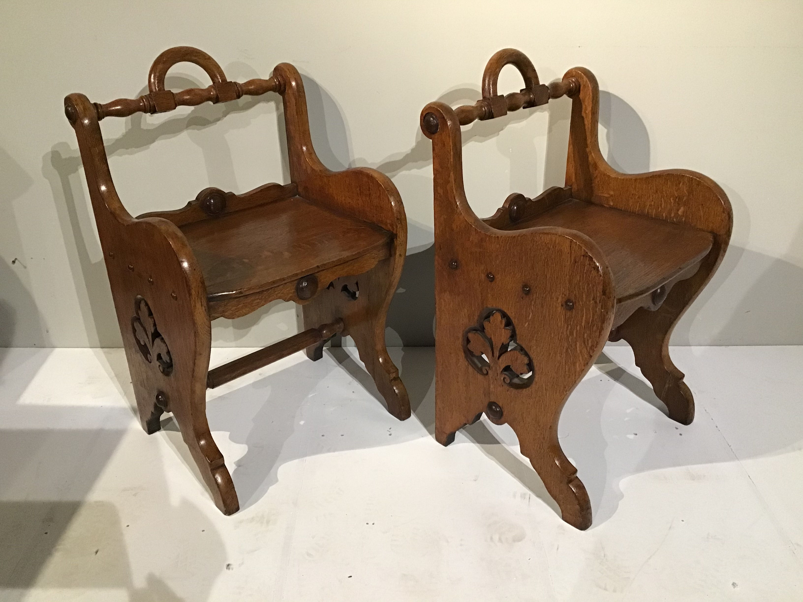 A Stylish Pair of C19th Oak Stools