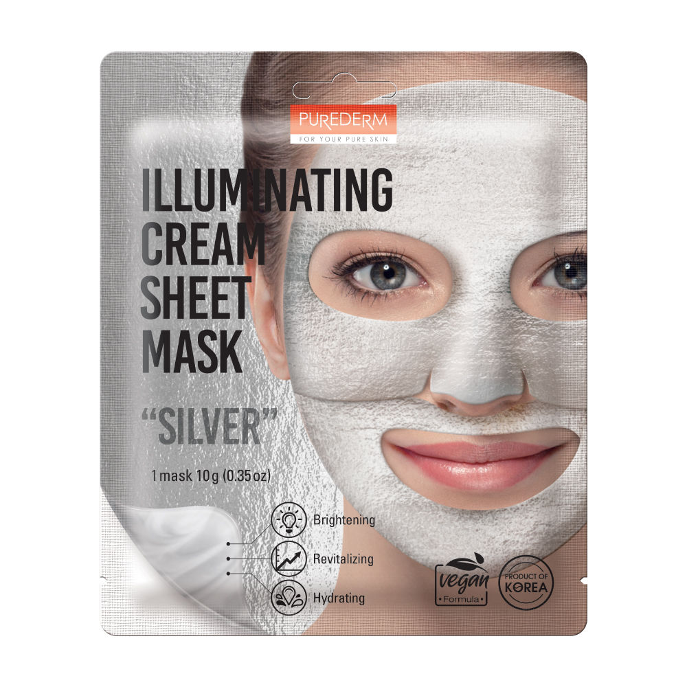 PUREDERM - ILLUMINATING CREAM SHEET MASK "SILVER"