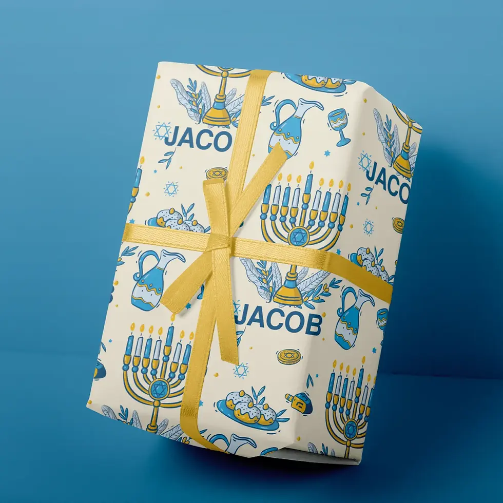 custom name hanukkah gift wrap