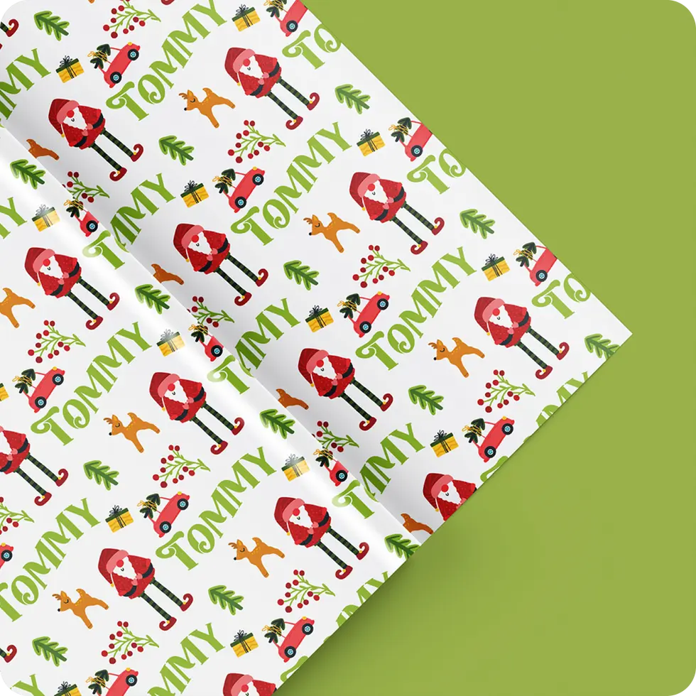 custom name santa reindeer car gift wrap