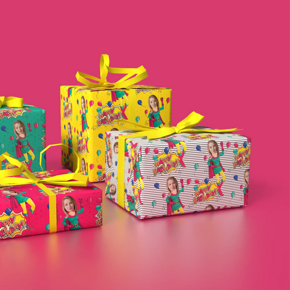 custom face wrapping paper for girls' birthdays