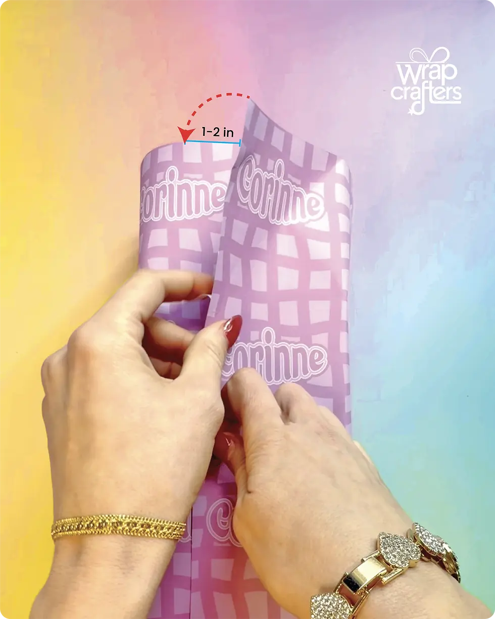 measuring wrapping paper with proper 1 to 2 inch overlap on box