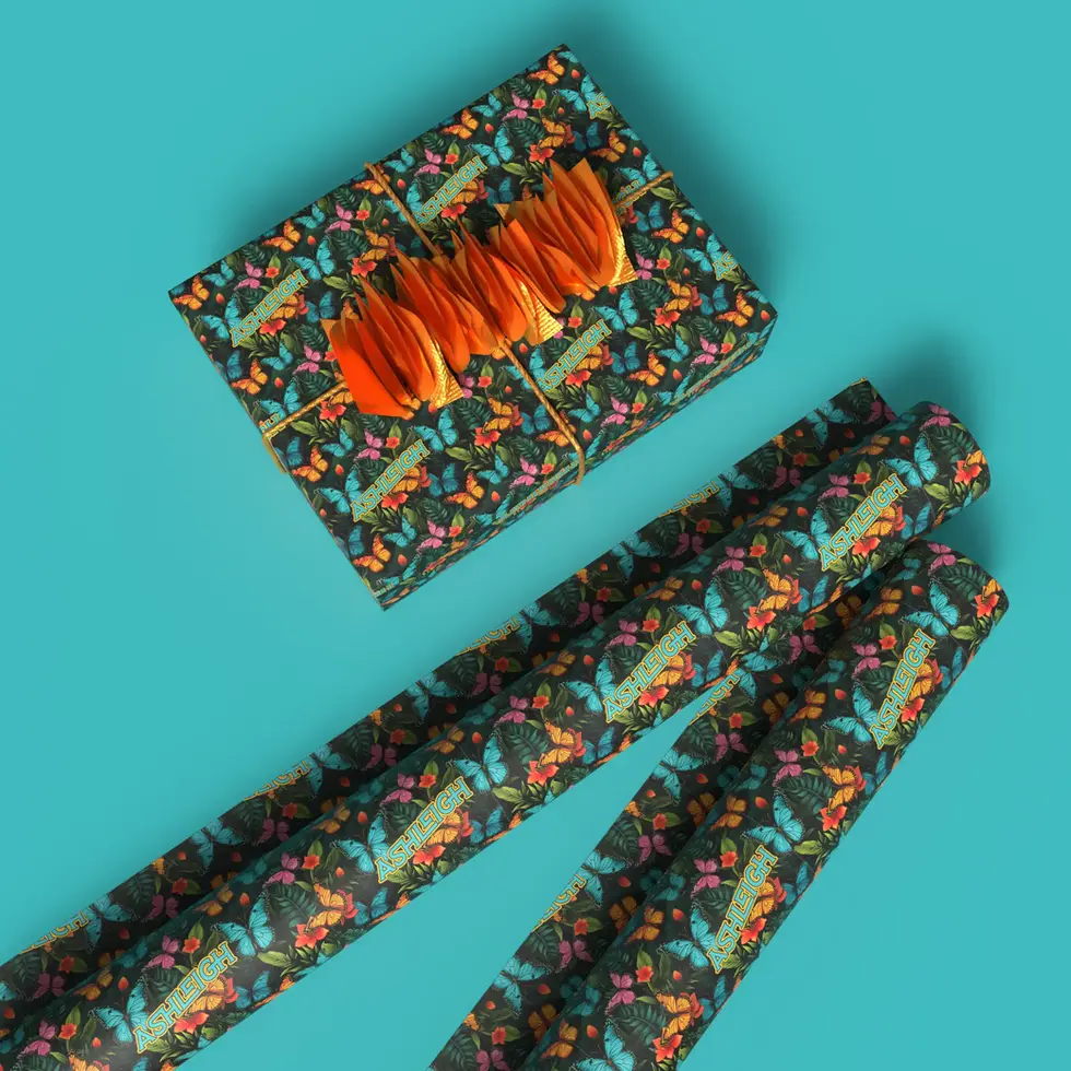 butterfly garden personalized tropical gift wrap