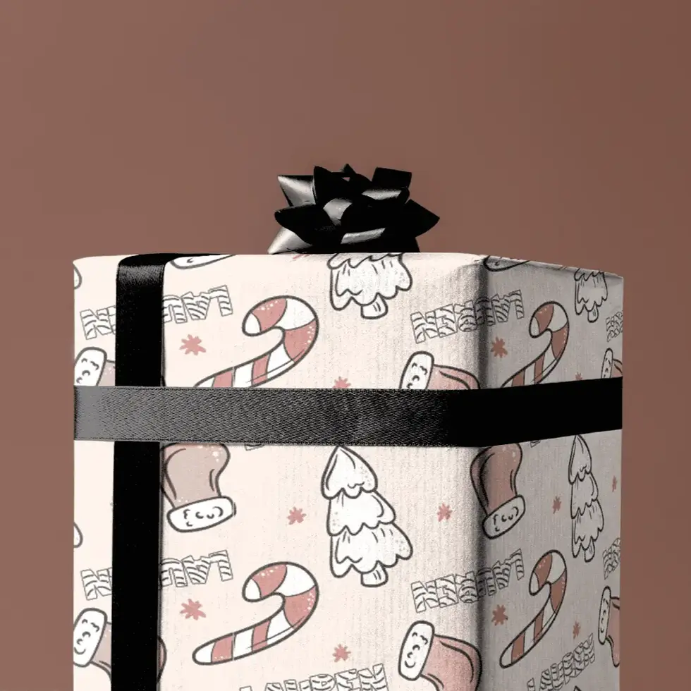 blush christmas gift wrap with name