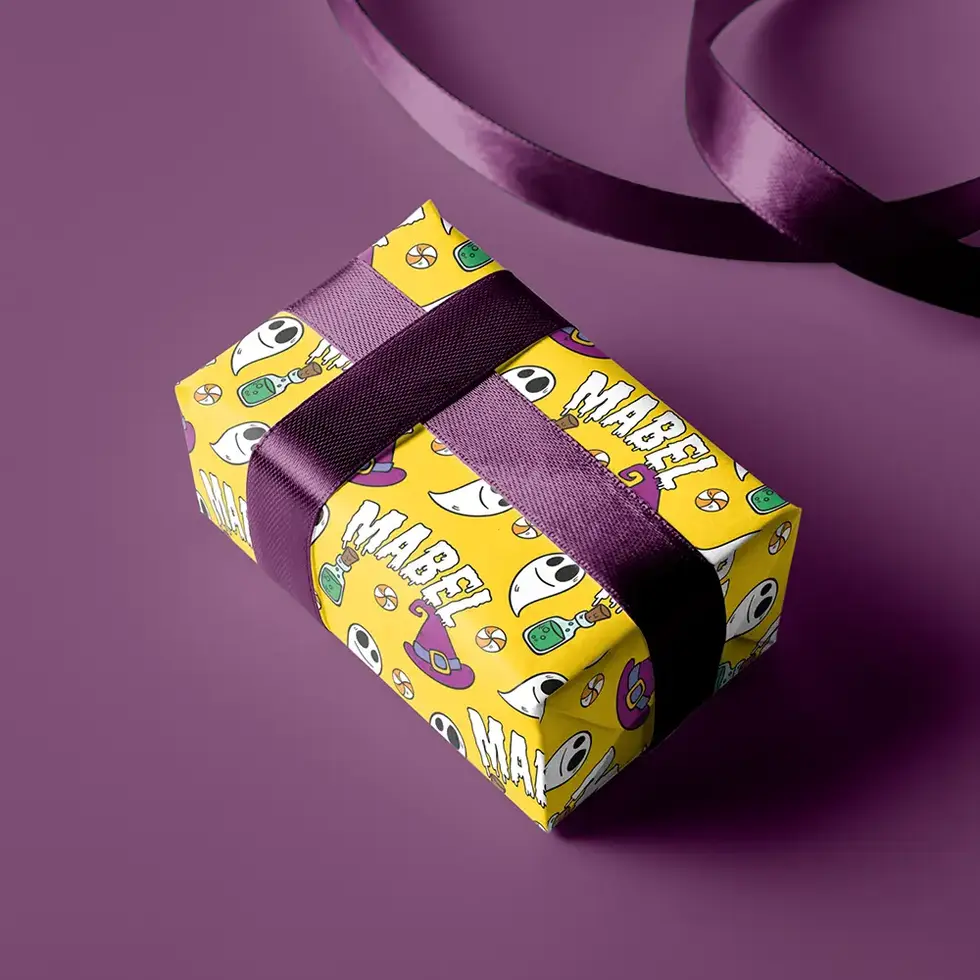 custom name witch hat wrapping paper