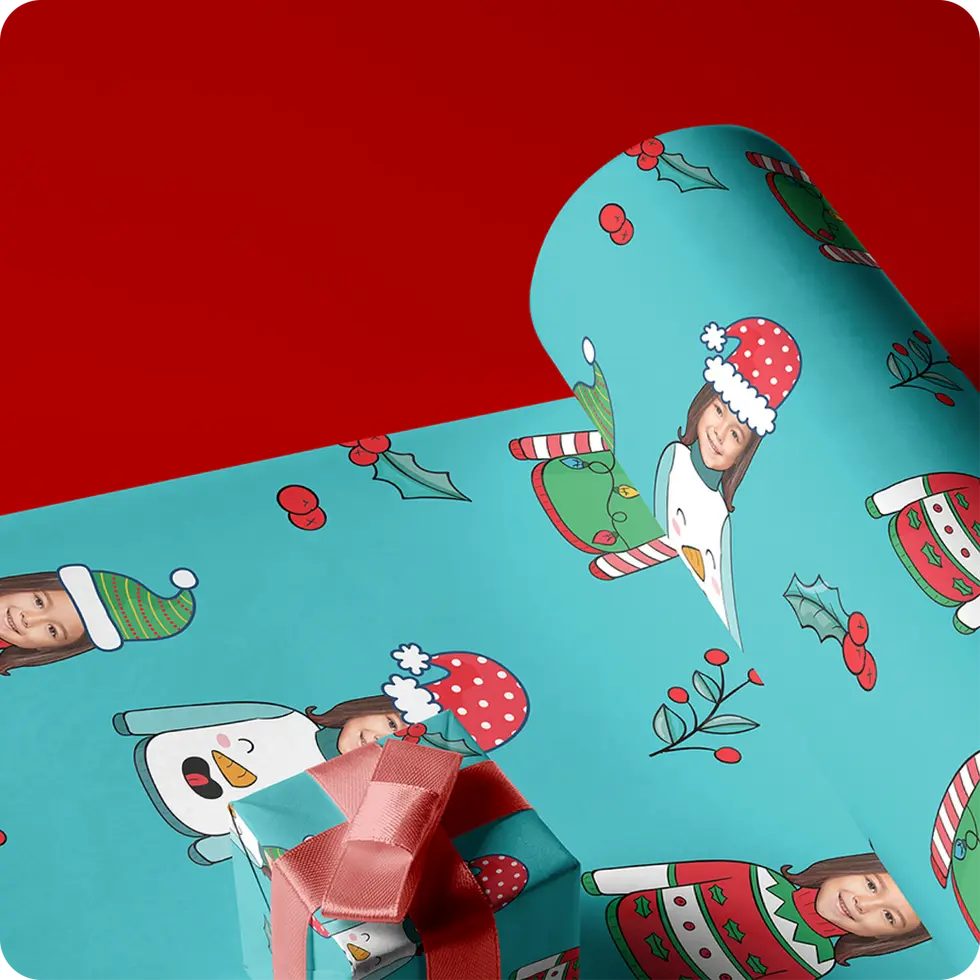 christmas photo wrapping paper custom