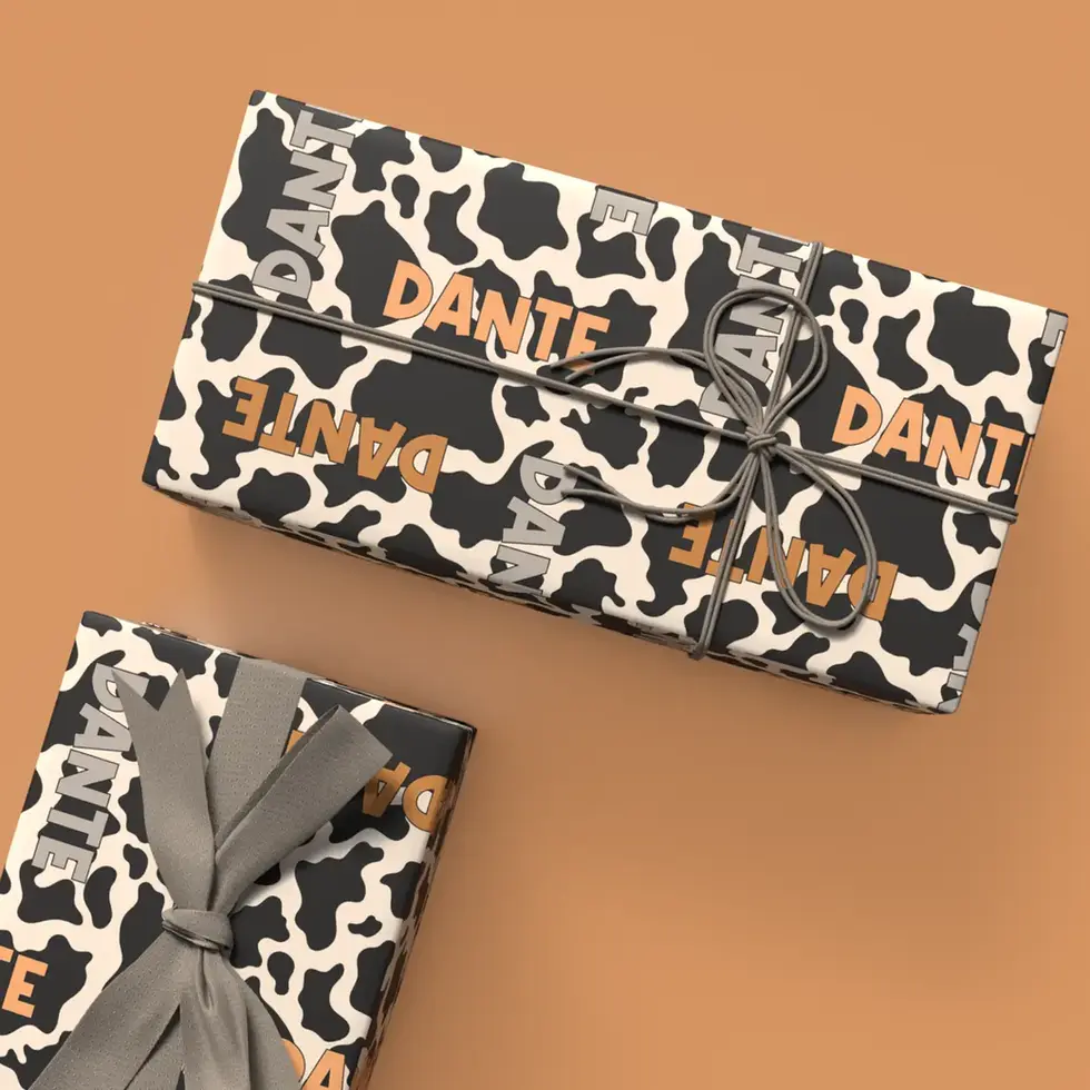 rustic western animal print personalized wrapping paper