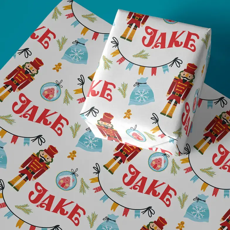 custom name nutcracker gift wrap