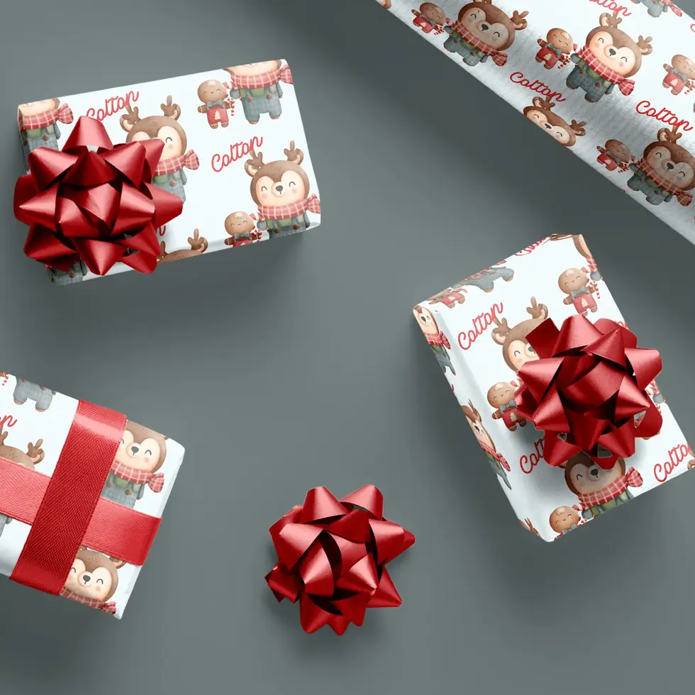 kids christmas wrapping paper with name