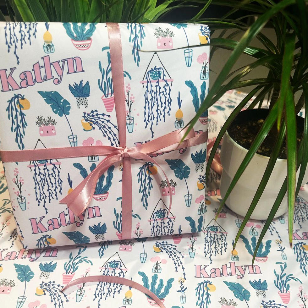 illustrated plant lover gift wrap