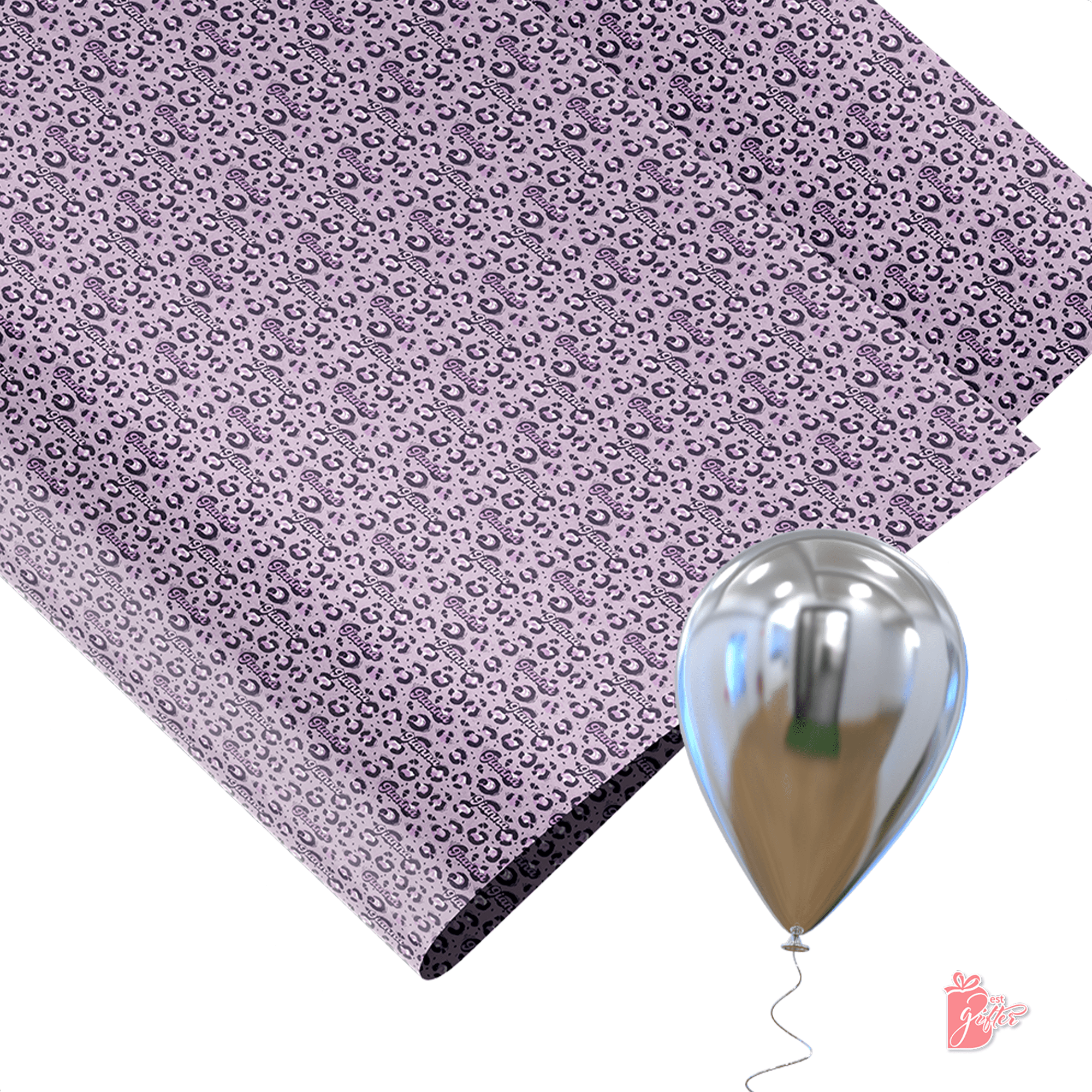 Purple Cheetah Rosettes Gift Wrap - Customizable Design with Personalized Name