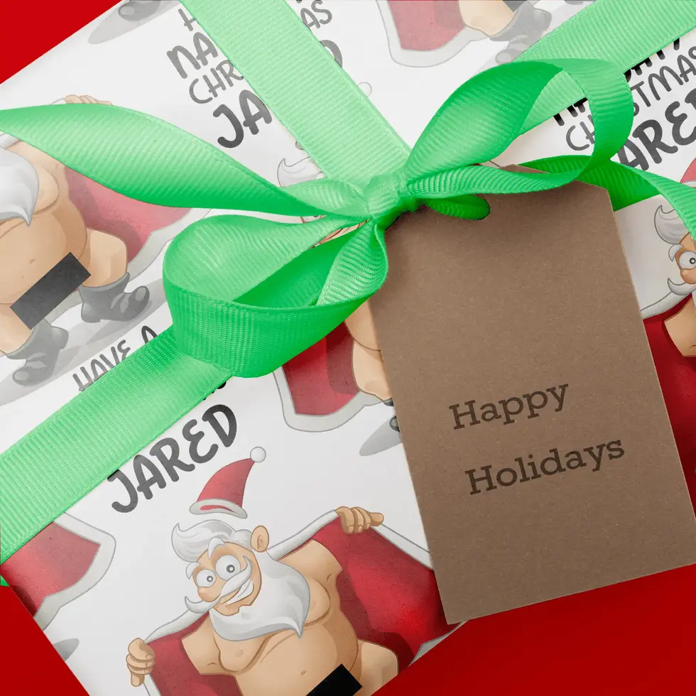 white elephant wrapping paper personalized