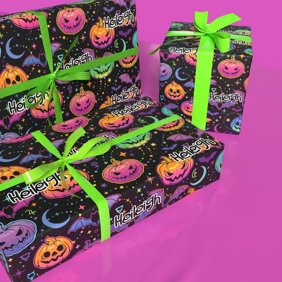 boo basket wrapping paper personalized