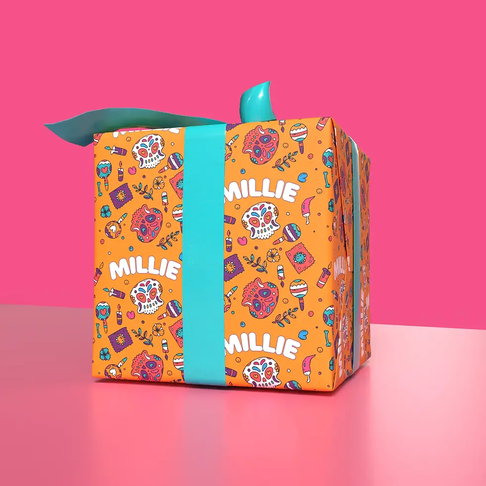 personalized orange sugar skull wrapping paper